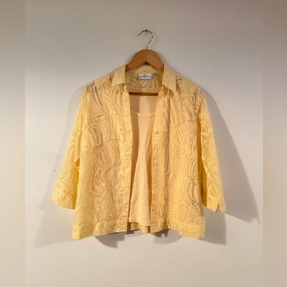 Studio Works Yellow Petite Two-Piece Blouse - Picture 1 of 10